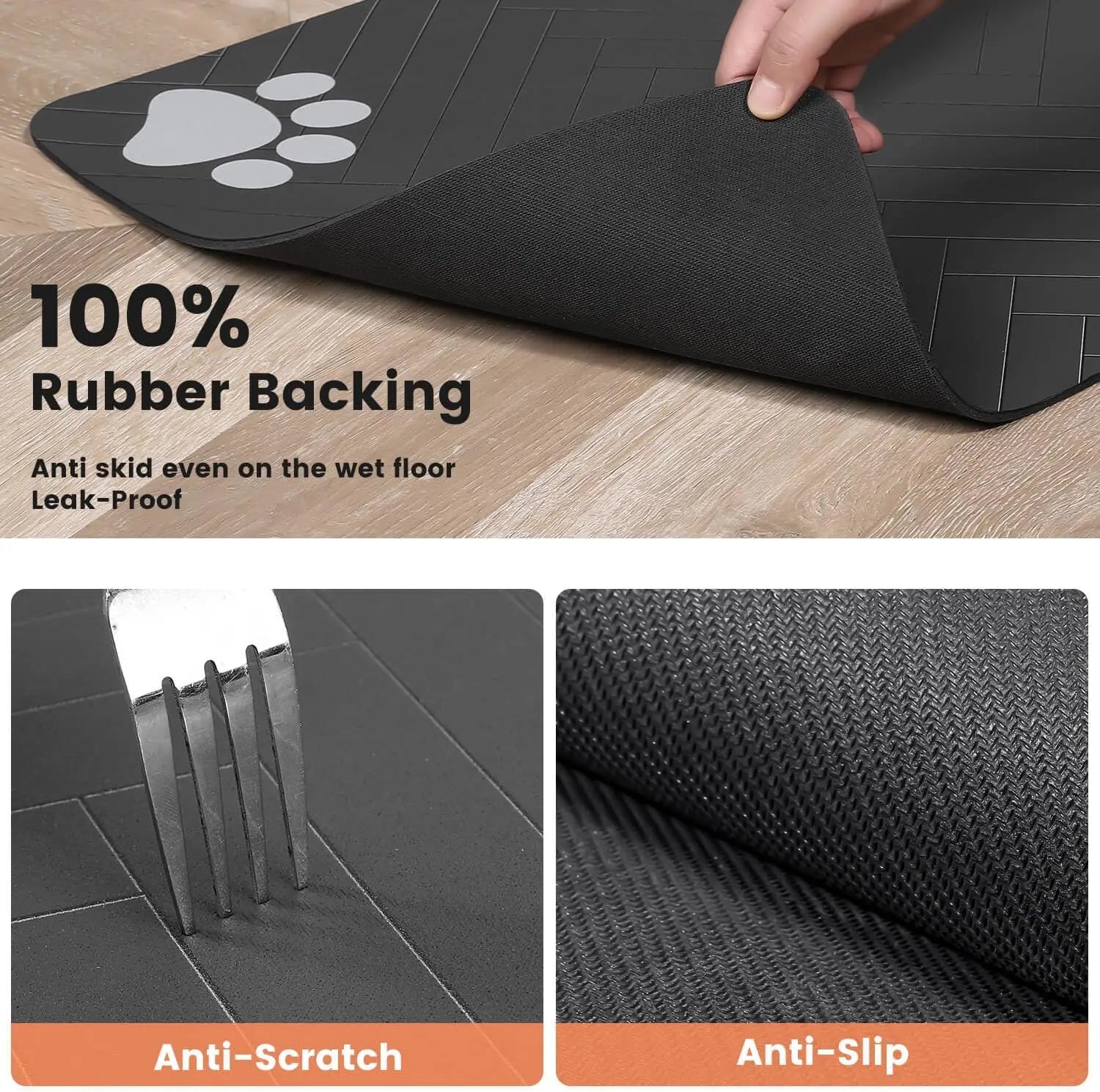 Pet Feeding Mat-Absorbent Pet Placemat for Food and Water Bowl with Waterproof Rubber Backing Quick Dry Water Mat for Dog Cat